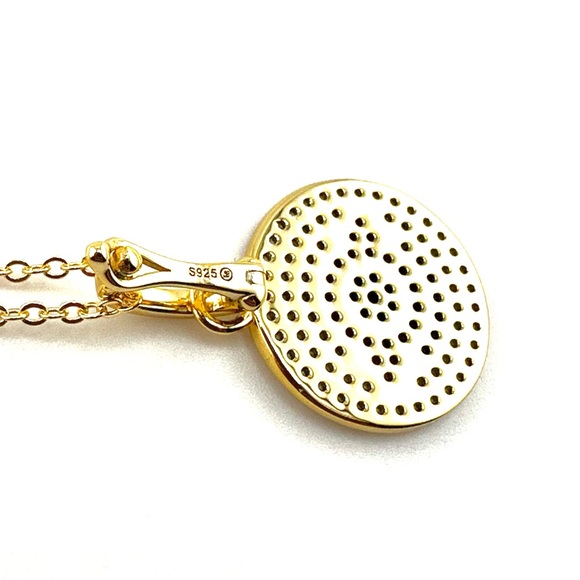 18K Gold Plated over 925 Solid Sterling Silver Evil Eye Pendant Necklace - Picture 4 of 7